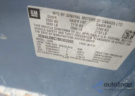 2011 Chevrolet Equinox 1Lt from USA, damaged, VIN 2CNALDEC7B6353265